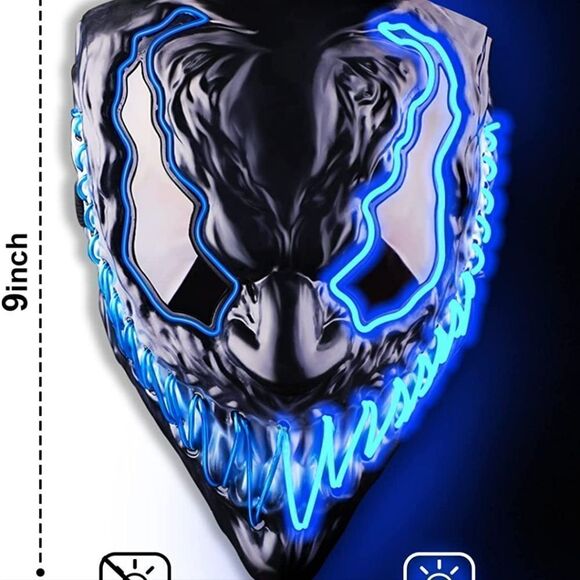 Venobat Halloween Mask LED Light Up Mask for Adults Kids, Unique Neon Gl… - Picture 2 of 9